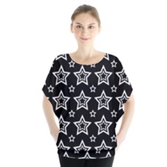 Star Black White Line Space Blouse