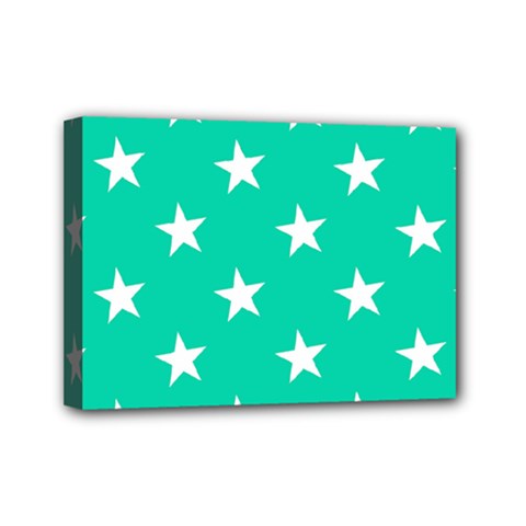 Star Pattern Paper Green Mini Canvas 7  X 5  by Alisyart