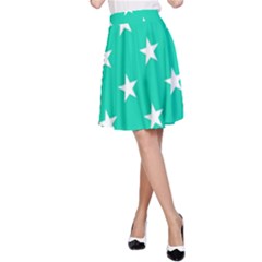 Star Pattern Paper Green A-line Skirt