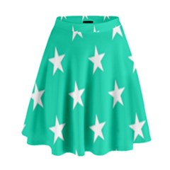 Star Pattern Paper Green High Waist Skirt