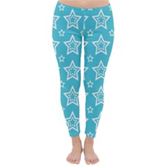 Star Blue White Line Space Sky Classic Winter Leggings by Alisyart