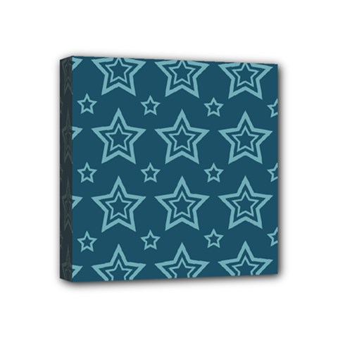 Star Blue White Line Space Mini Canvas 4  X 4 