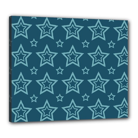 Star Blue White Line Space Canvas 24  X 20 