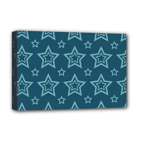 Star Blue White Line Space Deluxe Canvas 18  X 12   by Alisyart