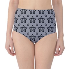 Star Grey Black Line Space High-waist Bikini Bottoms by Alisyart