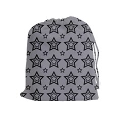 Star Grey Black Line Space Drawstring Pouches (extra Large) by Alisyart