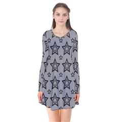 Star Grey Black Line Space Flare Dress