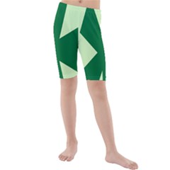 Starburst Shapes Large Circle Green Kids  Mid Length Swim Shorts by Alisyart