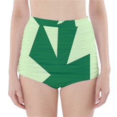 Starburst Shapes Large Circle Green High-waisted Bikini Bottoms