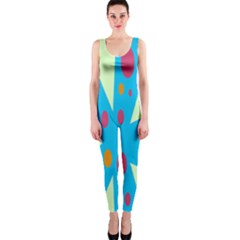 Starburst Shapes Large Circle Green Blue Red Orange Circle Onepiece Catsuit