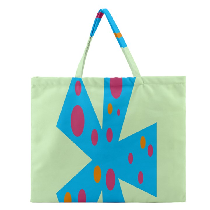 Starburst Shapes Large Circle Green Blue Red Orange Circle Zipper Large Tote Bag