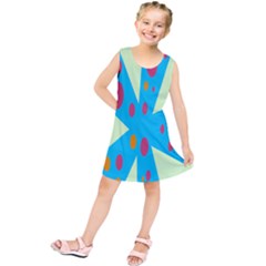 Starburst Shapes Large Circle Green Blue Red Orange Circle Kids  Tunic Dress