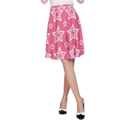 Star Pink White Line Space A-line Skirt