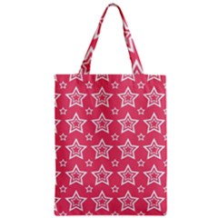 Star Pink White Line Space Zipper Classic Tote Bag