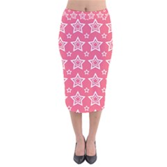 Star Pink White Line Space Velvet Midi Pencil Skirt by Alisyart