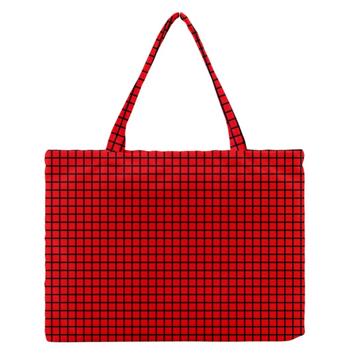 Red And Black Medium Zipper Tote Bag