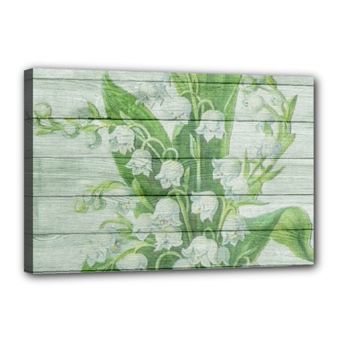 On Wood May Lily Of The Valley Canvas 18  X 12  by Simbadda