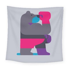 Strong Bear Animals Boxing Red Purple Grey Square Tapestry (large)