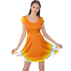 Sun Hot Orange Yrllow Light Cap Sleeve Dresses by Alisyart