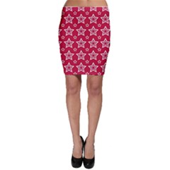 Star Red White Line Space Bodycon Skirt