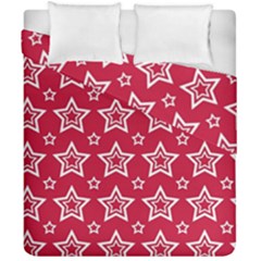 Star Red White Line Space Duvet Cover Double Side (california King Size) by Alisyart