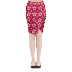 Star Red White Line Space Midi Wrap Pencil Skirt by Alisyart