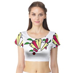 Tomatoes Carrots Short Sleeve Crop Top (Tight Fit)