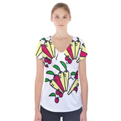Tomatoes Carrots Short Sleeve Front Detail Top