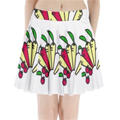 Tomatoes Carrots Pleated Mini Skirt