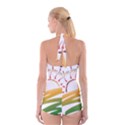 Sunset Spring Graphic Red Gold Orange Green Boyleg Halter Swimsuit  View2