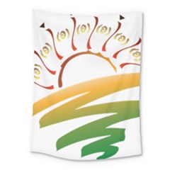 Sunset Spring Graphic Red Gold Orange Green Medium Tapestry by Alisyart