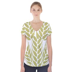 Tree Wheat Short Sleeve Front Detail Top by Alisyart