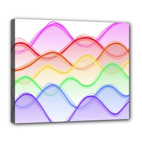 Twizzling Brain Waves Neon Wave Rainbow Color Pink Red Yellow Green Purple Blue Deluxe Canvas 24  X 20  