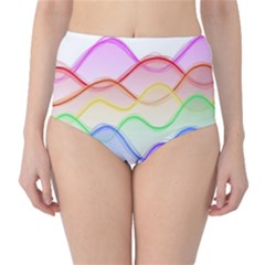 Twizzling Brain Waves Neon Wave Rainbow Color Pink Red Yellow Green Purple Blue High-waist Bikini Bottoms by Alisyart