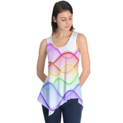 Twizzling Brain Waves Neon Wave Rainbow Color Pink Red Yellow Green Purple Blue Sleeveless Tunic