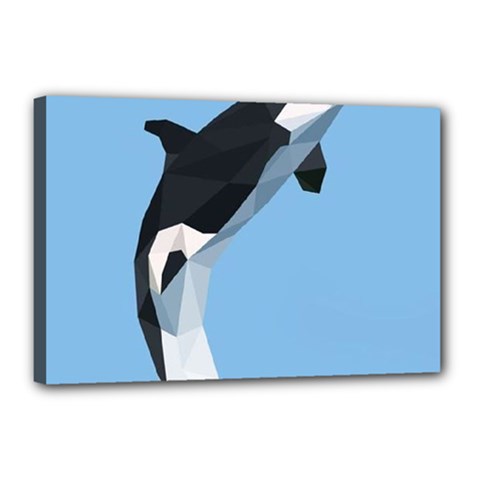 Whale Animals Sea Beach Blue Jump Illustrations Canvas 18  X 12 