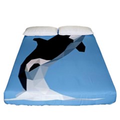 Whale Animals Sea Beach Blue Jump Illustrations Fitted Sheet (california King Size) by Alisyart