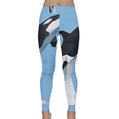 Whale Animals Sea Beach Blue Jump Illustrations Classic Yoga Leggings