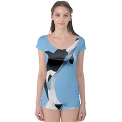 Whale Animals Sea Beach Blue Jump Illustrations Boyleg Leotard 