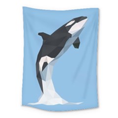 Whale Animals Sea Beach Blue Jump Illustrations Medium Tapestry by Alisyart