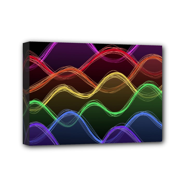 Twizzling Brain Waves Neon Wave Rainbow Color Pink Red Yellow Green Purple Blue Black Mini Canvas 7  x 5 