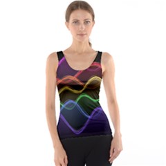 Twizzling Brain Waves Neon Wave Rainbow Color Pink Red Yellow Green Purple Blue Black Tank Top by Alisyart