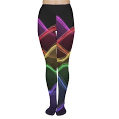 Twizzling Brain Waves Neon Wave Rainbow Color Pink Red Yellow Green Purple Blue Black Women s Tights