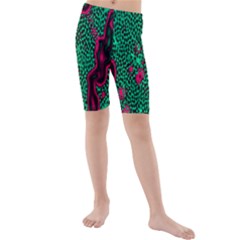Reaction Diffusion Green Purple Kids  Mid Length Swim Shorts