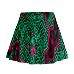 Reaction Diffusion Green Purple Mini Flare Skirt by Alisyart