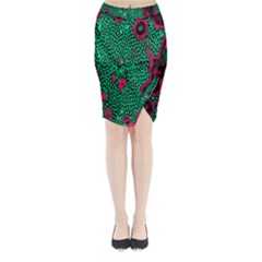 Reaction Diffusion Green Purple Midi Wrap Pencil Skirt by Alisyart