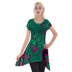 Reaction Diffusion Green Purple Short Sleeve Side Drop Tunic