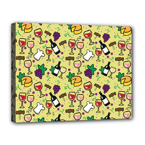 Wine Cheede Fruit Purple Yellow Canvas 14  X 11 