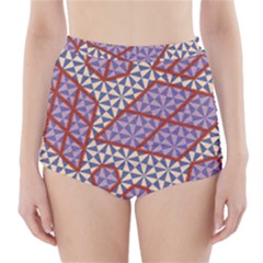 Triangle Plaid Circle Purple Grey Red High-waisted Bikini Bottoms by Alisyart