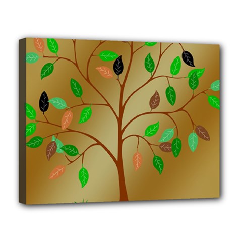 Tree Root Leaves Contour Outlines Canvas 14  X 11  by Simbadda